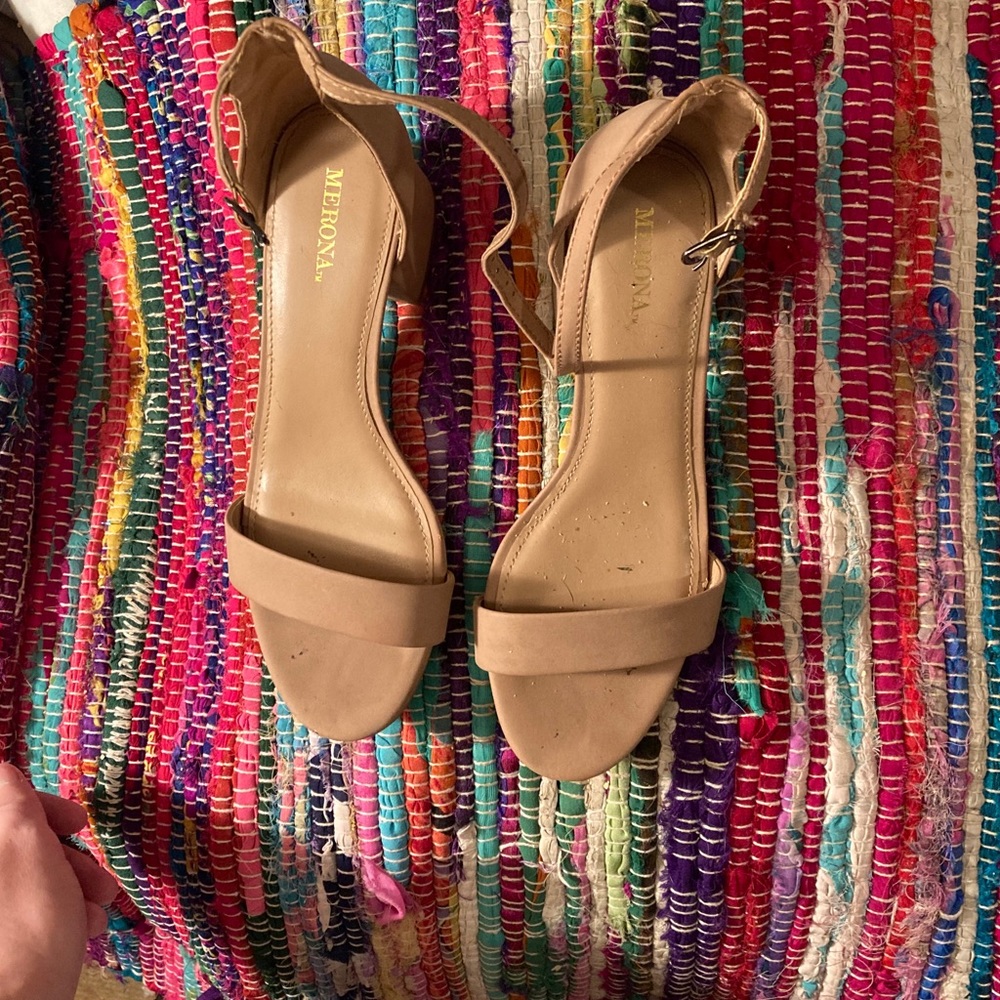 Nude block heels